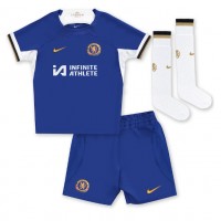 Camisa de Futebol Chelsea Christopher Nkunku #18 Equipamento Principal Infantil 2023-24 Manga Curta (+ Calças curtas)